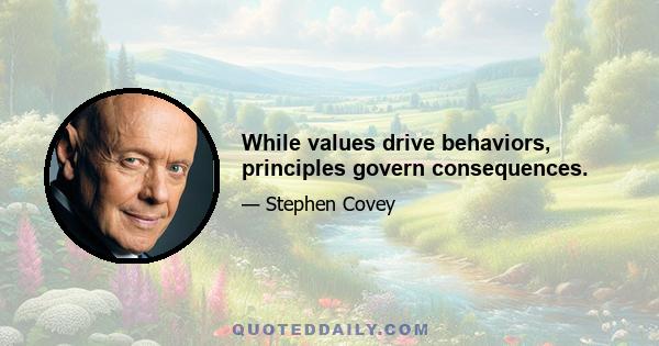 While values drive behaviors, principles govern consequences.