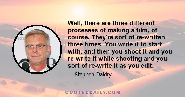 Well, there are three different processes of making a film, of course. They're sort of re-written three times. You write it to start with, and then you shoot it and you re-write it while shooting and you sort of