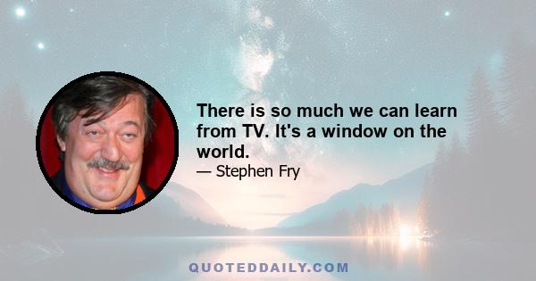 There is so much we can learn from TV. It's a window on the world.