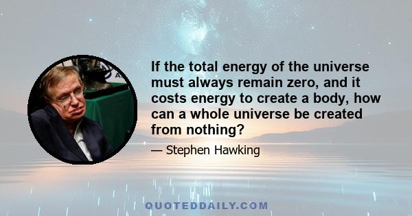 If the total energy of the universe must always remain zero, and it costs energy to create a body, how can a whole universe be created from nothing?