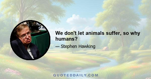 We don't let animals suffer, so why humans?