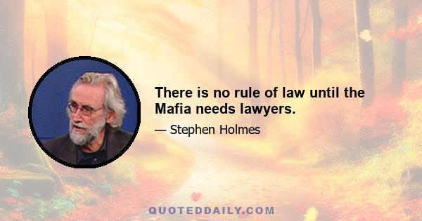 There is no rule of law until the Mafia needs lawyers.