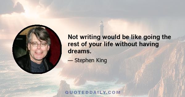 Not writing would be like going the rest of your life without having dreams.