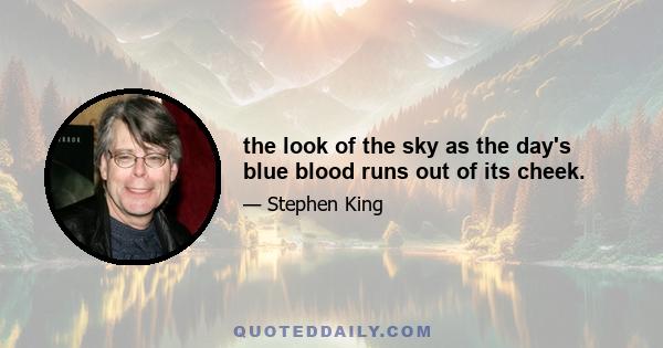 the look of the sky as the day's blue blood runs out of its cheek.