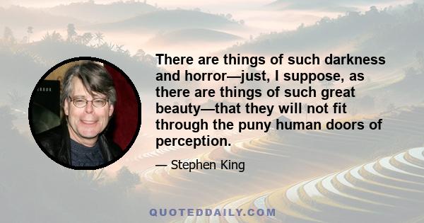 There are things of such darkness and horror—just, I suppose, as there are things of such great beauty—that they will not fit through the puny human doors of perception.