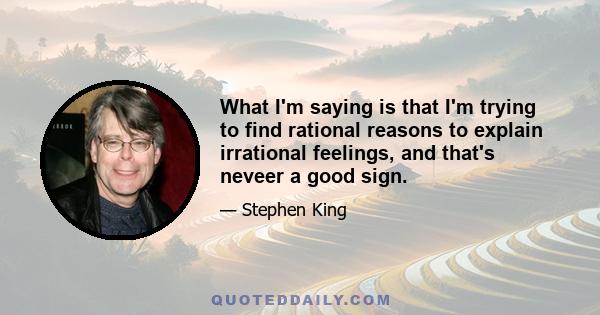 What I'm saying is that I'm trying to find rational reasons to explain irrational feelings, and that's neveer a good sign.