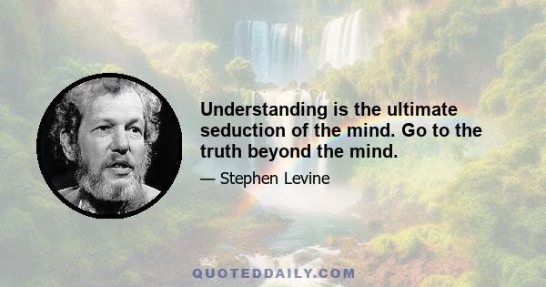 Understanding is the ultimate seduction of the mind. Go to the truth beyond the mind.