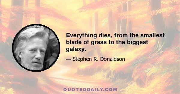 Everything dies, from the smallest blade of grass to the biggest galaxy.