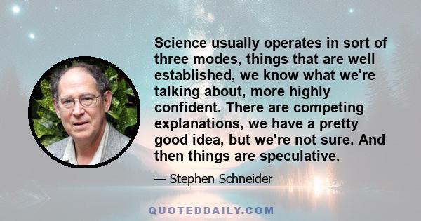 Science usually operates in sort of three modes, things that are well established, we know what we're talking about, more highly confident. There are competing explanations, we have a pretty good idea, but we're not