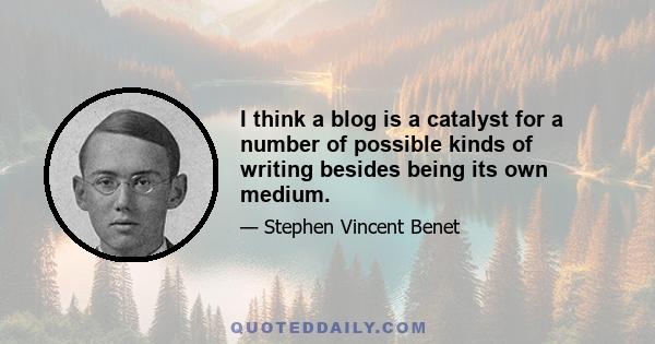 I think a blog is a catalyst for a number of possible kinds of writing besides being its own medium.