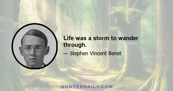 Life was a storm to wander through.