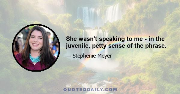 She wasn't speaking to me - in the juvenile, petty sense of the phrase.