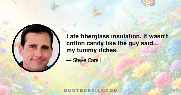 I ate fiberglass insulation. It wasn’t cotton candy like the guy said… my tummy itches.