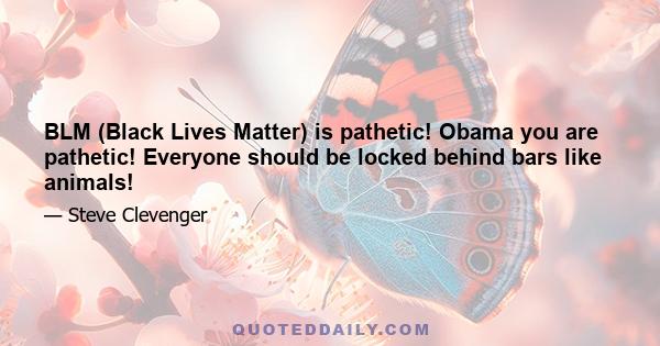 BLM (Black Lives Matter) is pathetic! Obama you are pathetic! Everyone should be locked behind bars like animals!