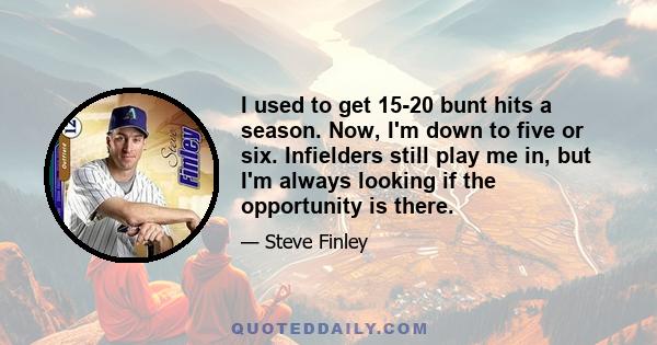 I used to get 15-20 bunt hits a season. Now, I'm down to five or six. Infielders still play me in, but I'm always looking if the opportunity is there.