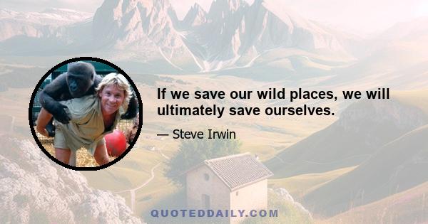 If we save our wild places, we will ultimately save ourselves.