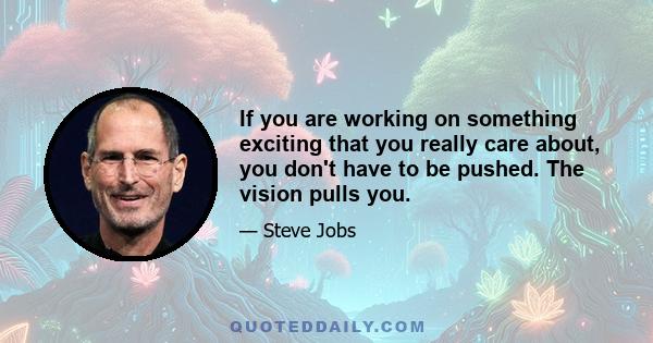 If you are working on something exciting that you really care about, you don't have to be pushed. The vision pulls you.