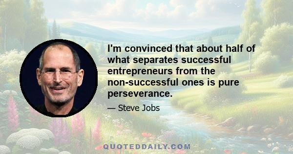 I'm convinced that about half of what separates successful entrepreneurs from the non-successful ones is pure perseverance.