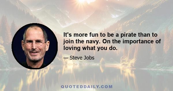 It's more fun to be a pirate than to join the navy. On the importance of loving what you do.