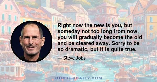 Right now the new is you, but someday not too long from now, you will gradually become the old and be cleared away. Sorry to be so dramatic, but it is quite true.