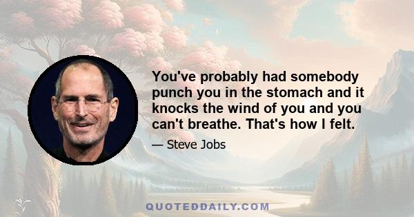 You've probably had somebody punch you in the stomach and it knocks the wind of you and you can't breathe. That's how I felt.