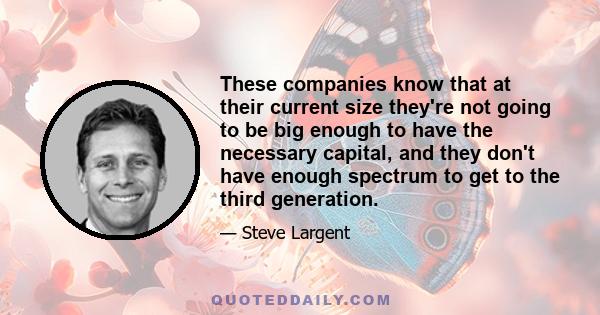 These companies know that at their current size they're not going to be big enough to have the necessary capital, and they don't have enough spectrum to get to the third generation.