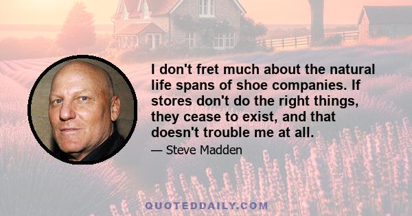 I don't fret much about the natural life spans of shoe companies. If stores don't do the right things, they cease to exist, and that doesn't trouble me at all.