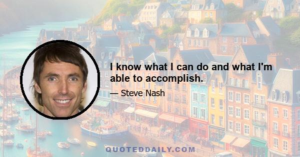 I know what I can do and what I'm able to accomplish.