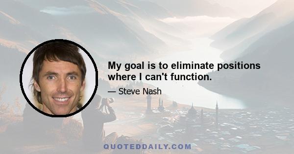 My goal is to eliminate positions where I can't function.