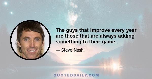 The guys that improve every year are those that are always adding something to their game.