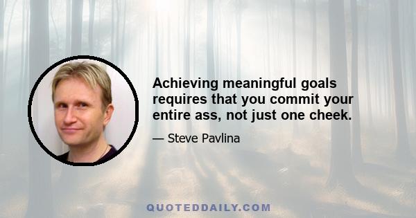 Achieving meaningful goals requires that you commit your entire ass, not just one cheek.