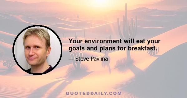 Your environment will eat your goals and plans for breakfast.