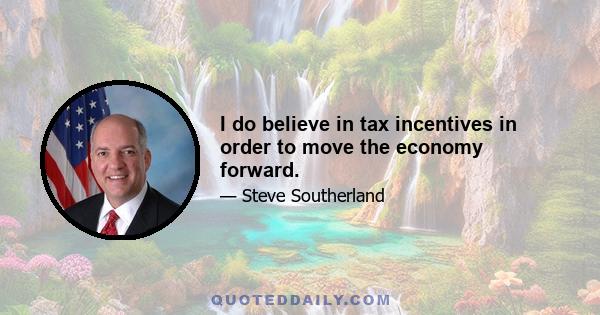 I do believe in tax incentives in order to move the economy forward.