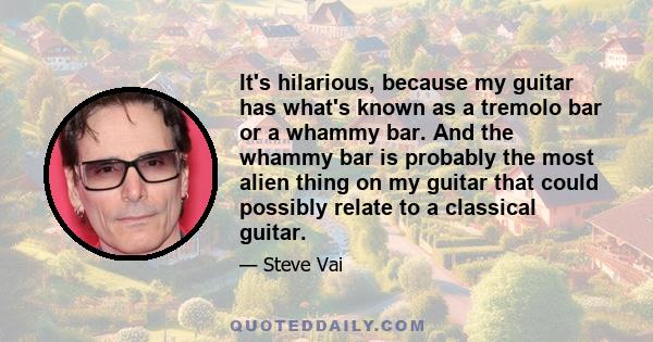 It's hilarious, because my guitar has what's known as a tremolo bar or a whammy bar. And the whammy bar is probably the most alien thing on my guitar that could possibly relate to a classical guitar.