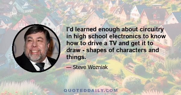 I'd learned enough about circuitry in high school electronics to know how to drive a TV and get it to draw - shapes of characters and things.