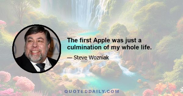 The first Apple was just a culmination of my whole life.