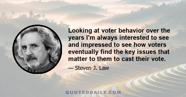 Looking at voter behavior over the years I'm always interested to see and impressed to see how voters eventually find the key issues that matter to them to cast their vote.