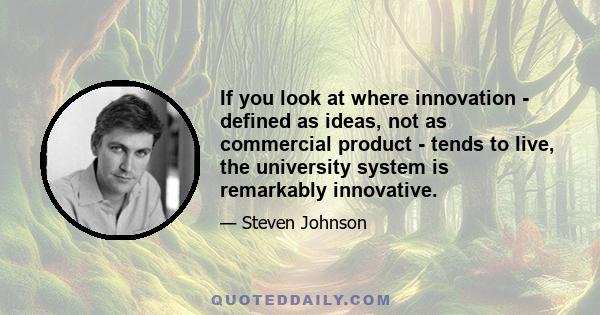 If you look at where innovation - defined as ideas, not as commercial product - tends to live, the university system is remarkably innovative.