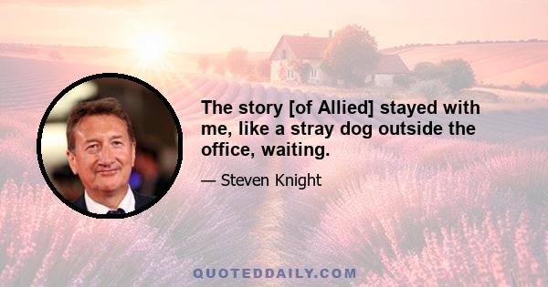 The story [of Allied] stayed with me, like a stray dog outside the office, waiting.