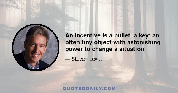 An incentive is a bullet, a key: an often tiny object with astonishing power to change a situation