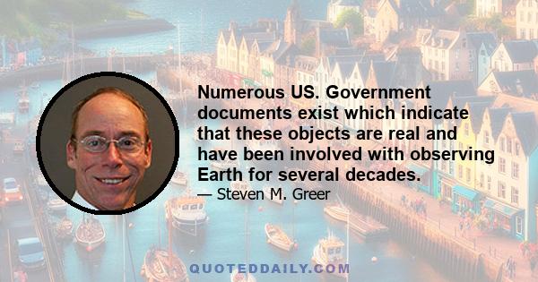 Numerous US. Government documents exist which indicate that these objects are real and have been involved with observing Earth for several decades.