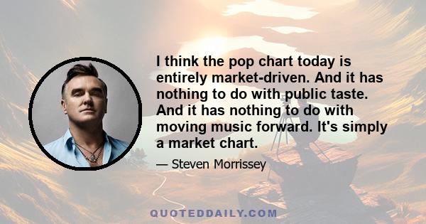 I think the pop chart today is entirely market-driven. And it has nothing to do with public taste. And it has nothing to do with moving music forward. It's simply a market chart.