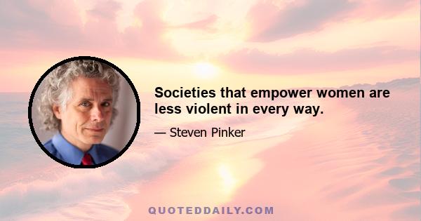 Societies that empower women are less violent in every way.