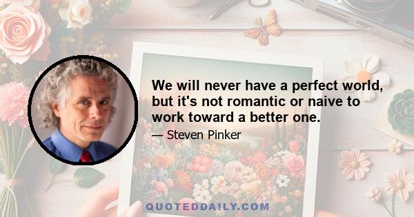 We will never have a perfect world, but it's not romantic or naive to work toward a better one.