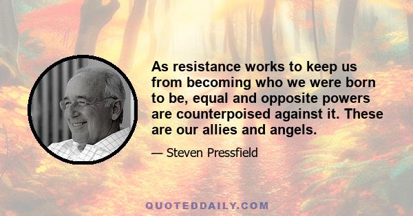 As resistance works to keep us from becoming who we were born to be, equal and opposite powers are counterpoised against it. These are our allies and angels.