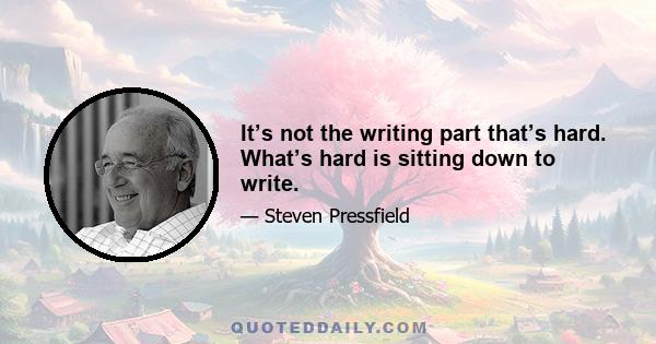 It’s not the writing part that’s hard. What’s hard is sitting down to write.