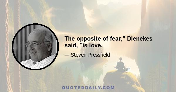 The opposite of fear, Dienekes said, is love.