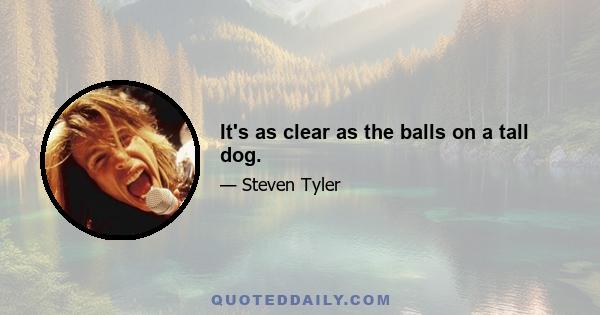 It's as clear as the balls on a tall dog.