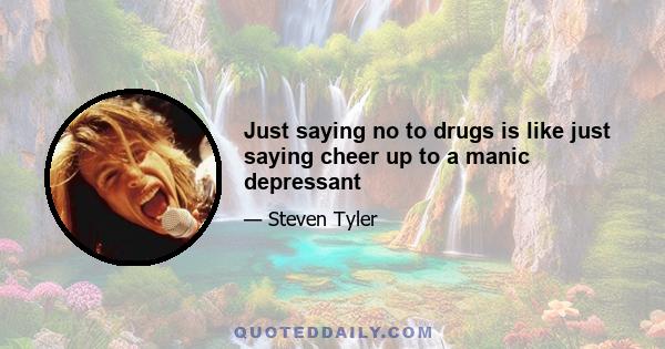 Just saying no to drugs is like just saying cheer up to a manic depressant