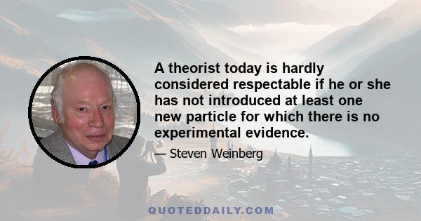 A theorist today is hardly considered respectable if he or she has not introduced at least one new particle for which there is no experimental evidence.